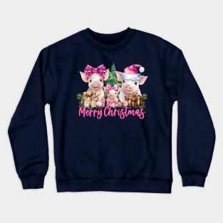 Christmas pigs leopard presents Merry Christmas Crewneck Sweatshirt